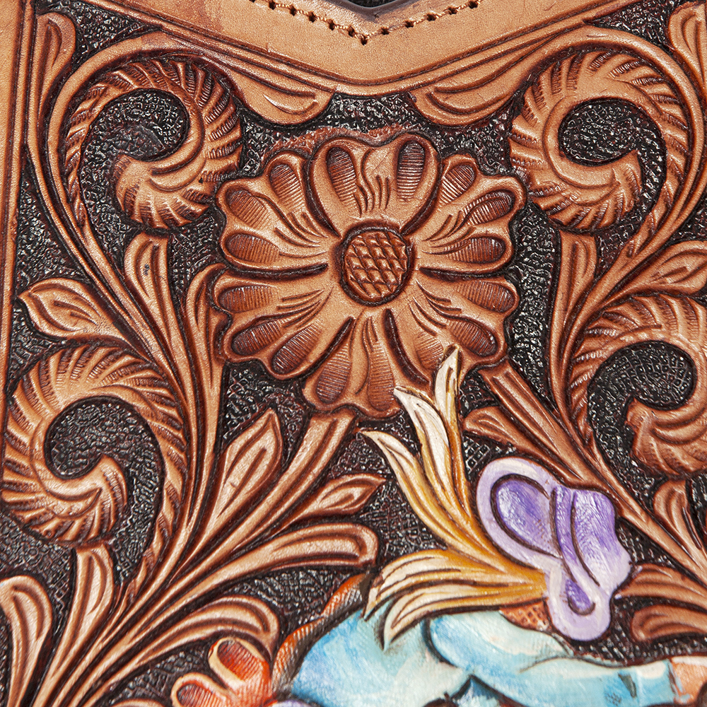 AD American Darling Large Crossbody Hand Tooled Hair On Genuine Leather Women - Picture 25 of 50