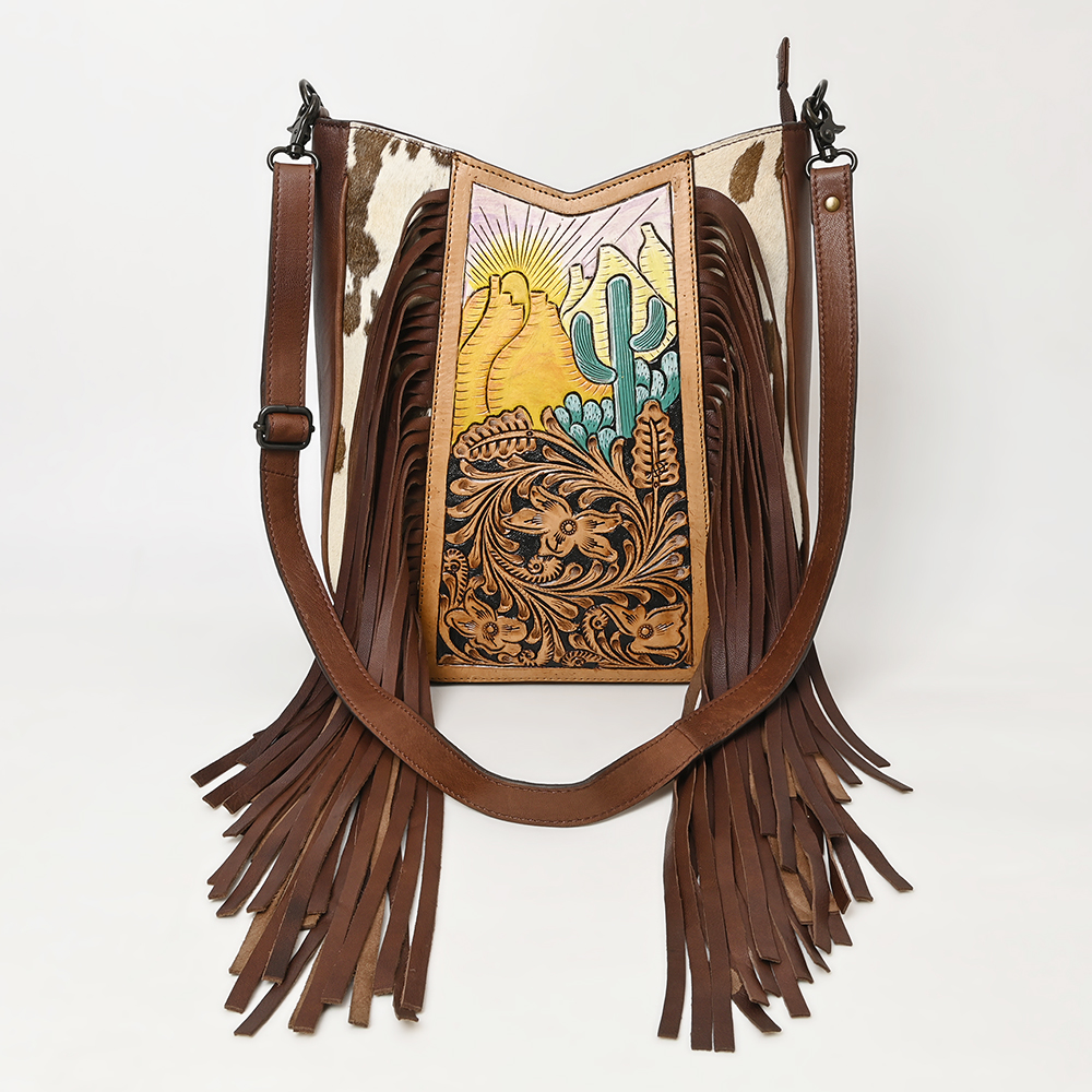 AD American Darling Large Crossbody Hand Tooled Hair On Genuine Leather Women - Picture 41 of 50