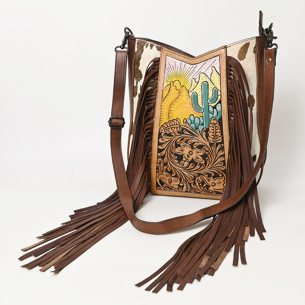 AD American Darling Large Crossbody Hand Tooled Hair On Genuine Leather Women - Picture 38 of 50