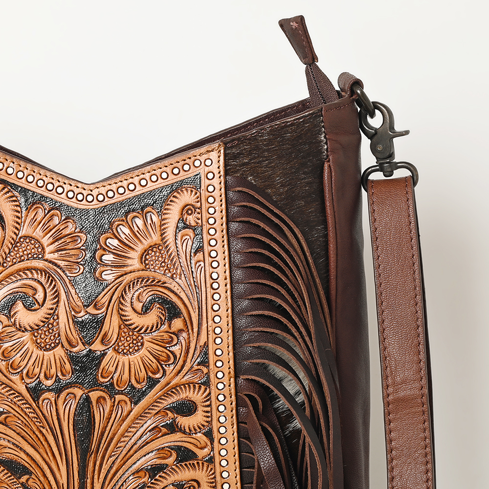 AD American Darling Large Crossbody Hand Tooled Hair On Genuine Leather Women - Picture 14 of 50