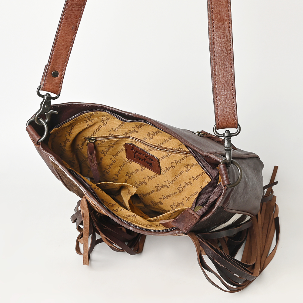 AD American Darling Large Crossbody Hand Tooled Hair On Genuine Leather Women - Picture 16 of 50