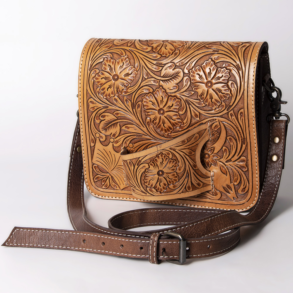 AD American Darling Hand-Tooled Western Leather Crossbody Bag