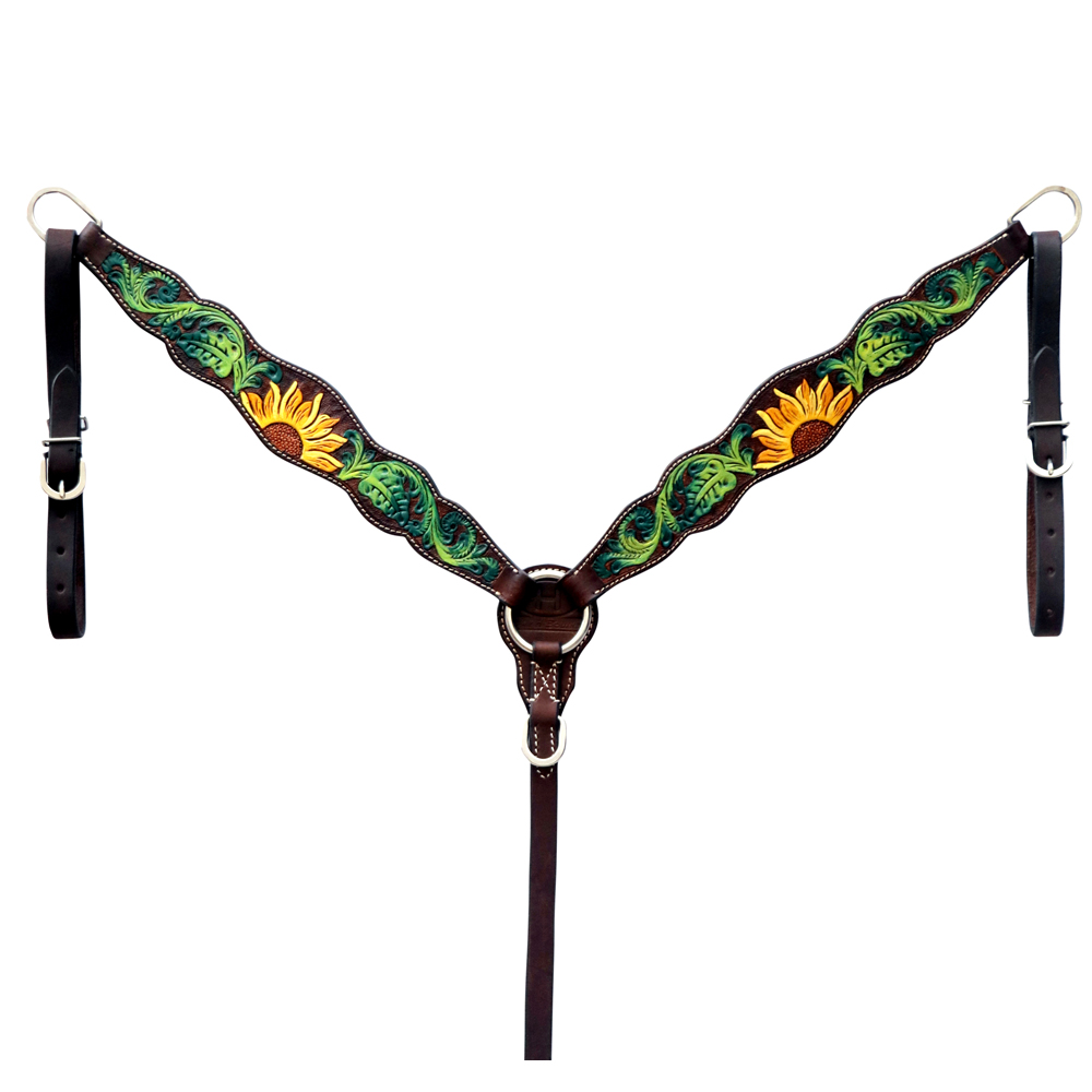 BE Bar H Equine Horse Echtleder florales Design handbemalt Tack Set braun - Bild 7 von 7