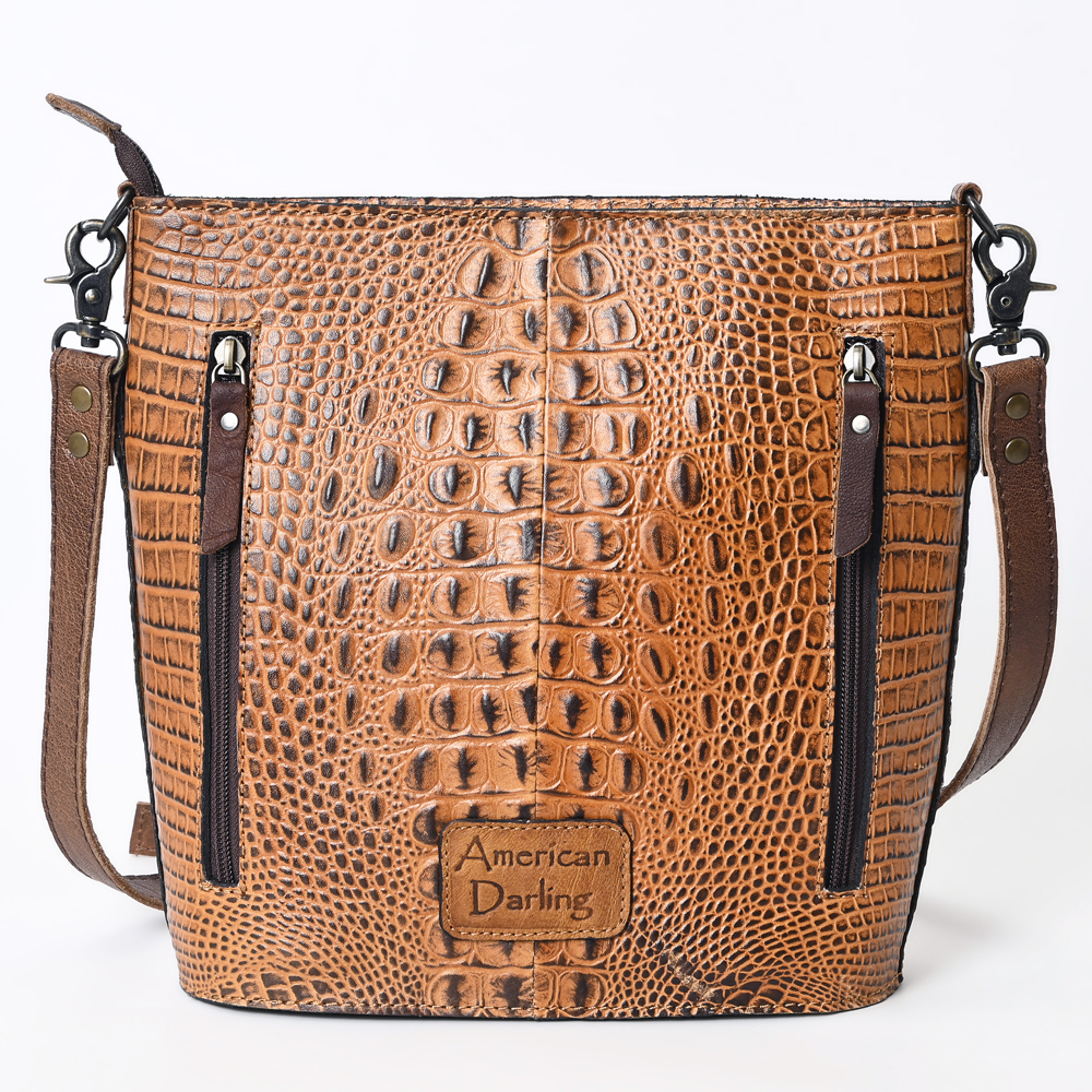 AD American Darling Cross Body Crocodile Embossed Genuine Leather Western Women - Picture 8 of 20