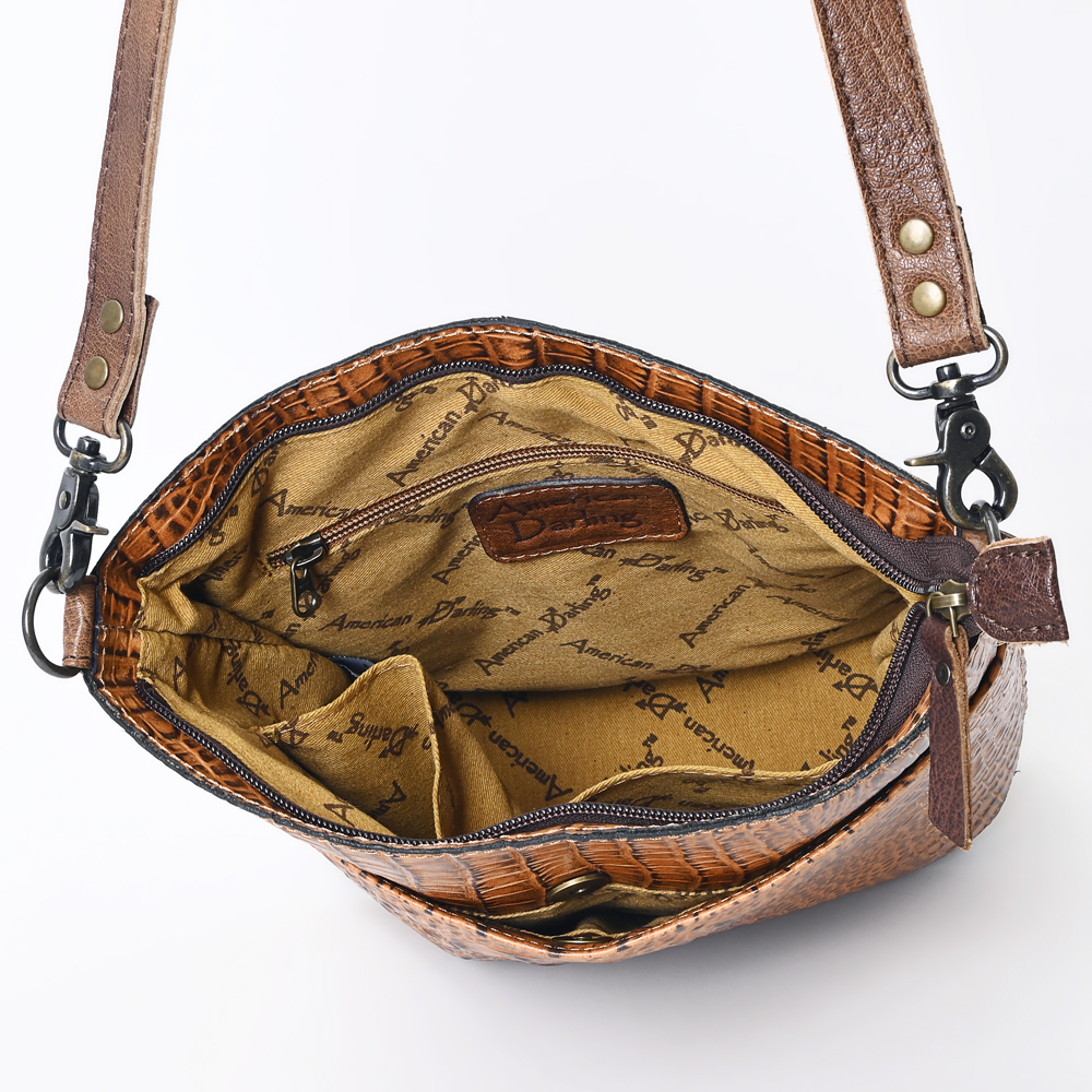 AD American Darling Cross Body Crocodile Embossed Genuine Leather Western Women - Picture 9 of 20