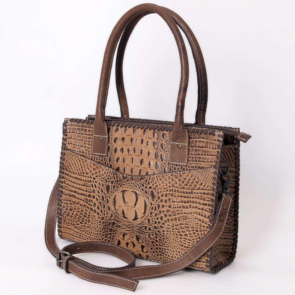 AD American Darling Tote Crocodile Embossed Genuine Leather Western Women Bag - Picture 9 of 20