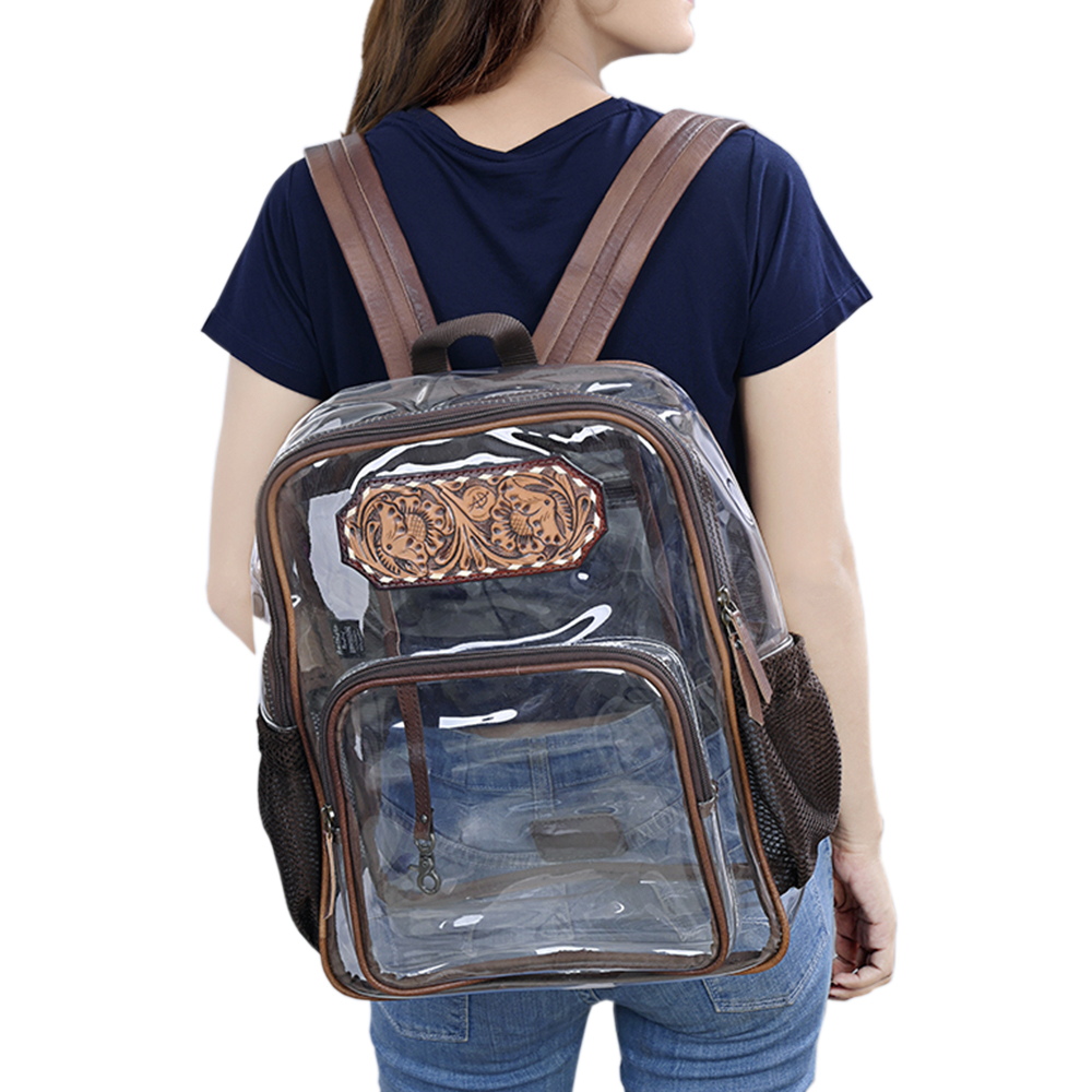 American Darling Clear Backpack American Darling Tooled Leather Clear Backpack | Western  main image 3
