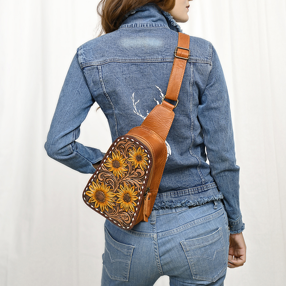 AD American Darling Sling borsa da donna in vera pelle lavorata a mano borsa western - Foto 43 di 48