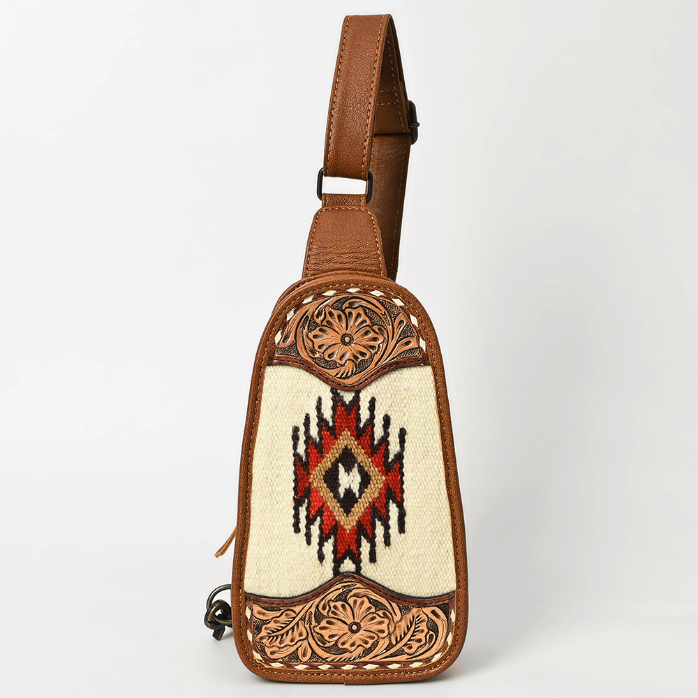 Borsa da donna AD American Darling Sling a mano in lana riciclata vera pelle - Foto 26 di 34
