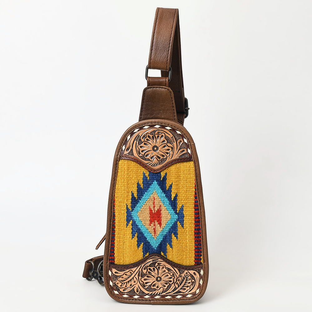 Borsa da donna AD American Darling Sling a mano in lana riciclata vera pelle - Foto 31 di 34