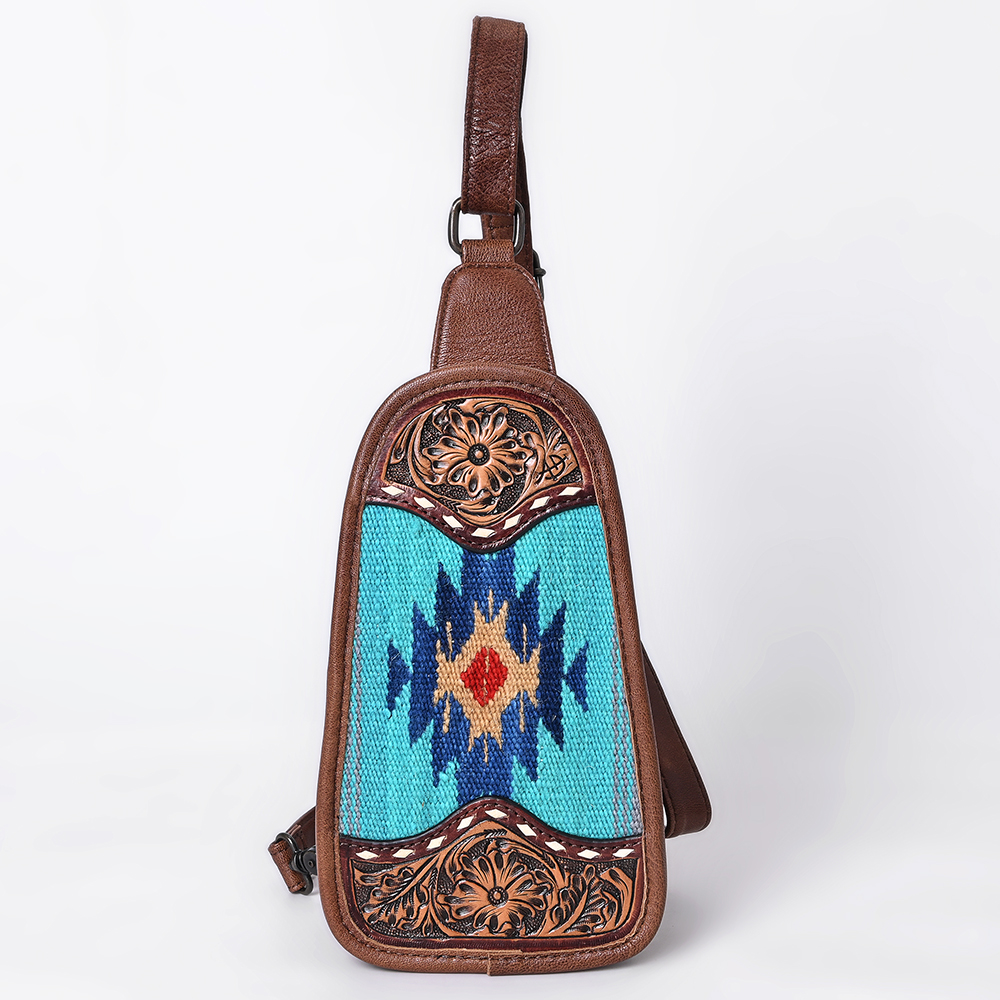 Borsa da donna AD American Darling Sling a mano in lana riciclata vera pelle - Foto 20 di 34