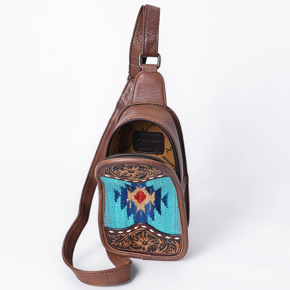 Borsa da donna AD American Darling Sling a mano in lana riciclata vera pelle - Foto 23 di 34