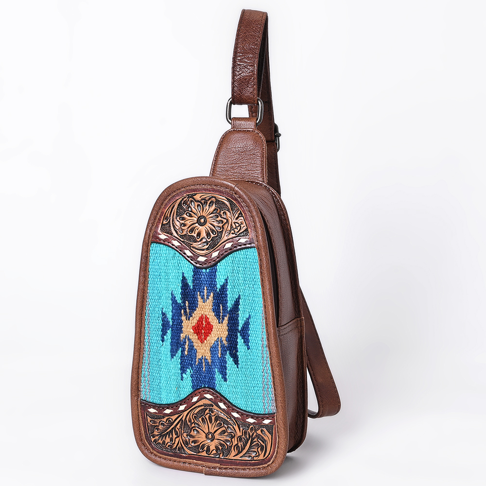 Borsa da donna AD American Darling Sling a mano in lana riciclata vera pelle - Foto 17 di 34
