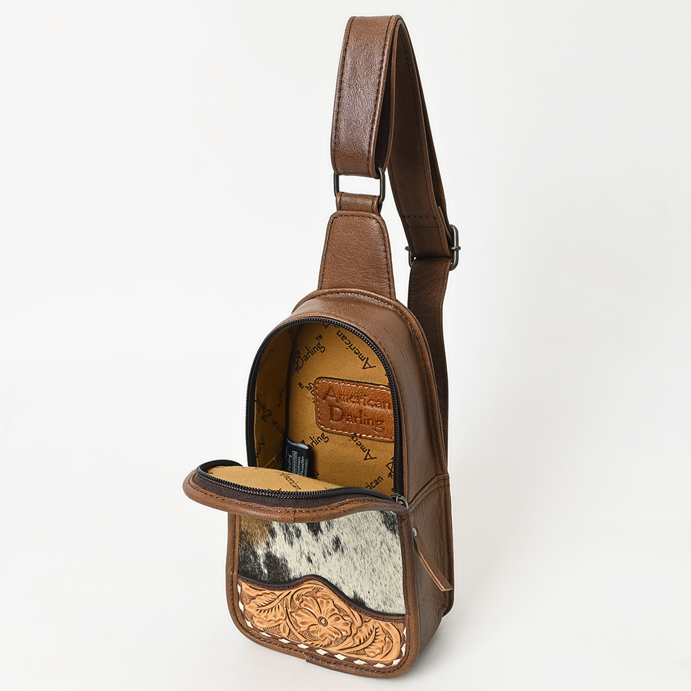 Borsa da donna AD American Darling Sling a mano in lana riciclata vera pelle - Foto 16 di 34