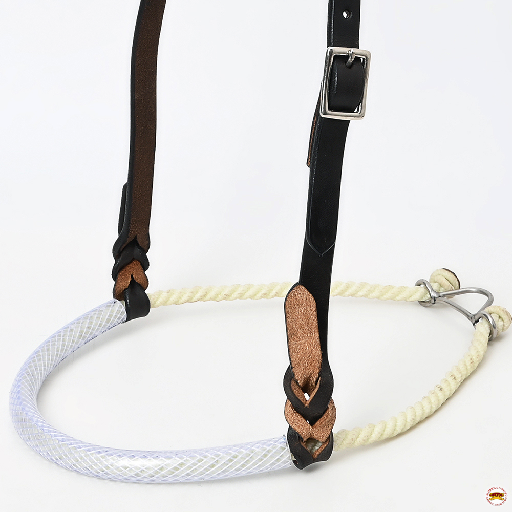 KK Comfytack Western Horse Round Nose Caveson Genuine Leather Noseband - Picture 7 of 8