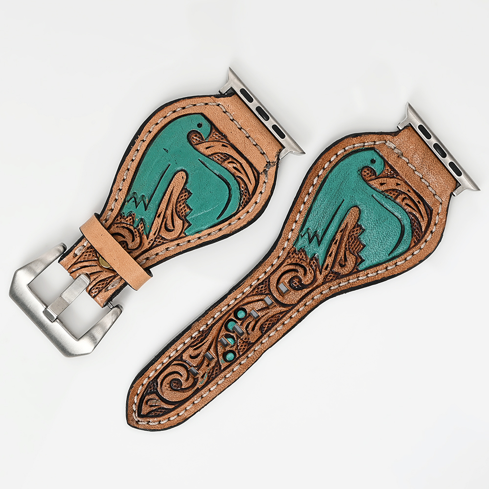 American‎ Darling Red Hand Tooled Floral Leather Apple Watch Band 42 44 45mm 61fA1EX6JYL._AC_SY300_QL30_.jpg main image 3
