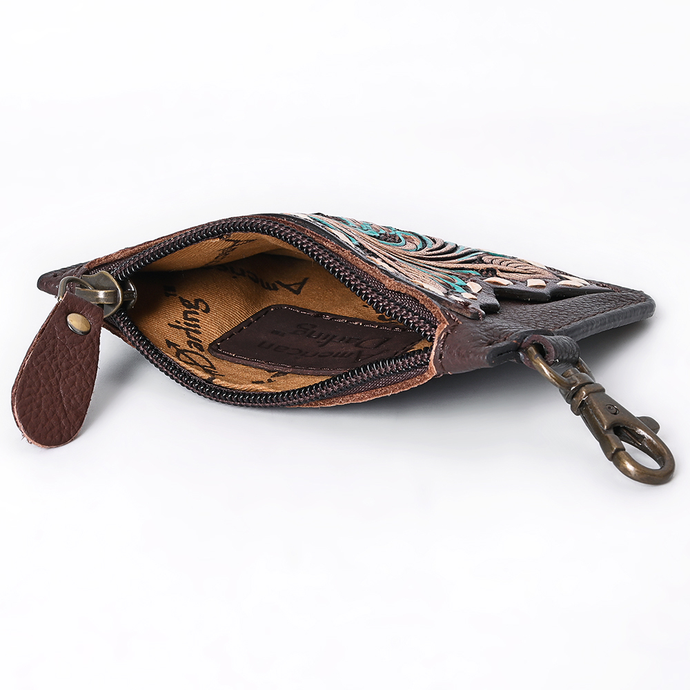 AD American Darling Coin Purse Hand Tooled Genuine Leather Women Bag Western - Picture 12 of 19