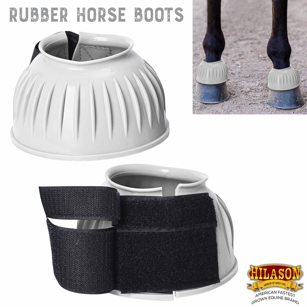BH Hilason Western Horse PVC Ribbed Double Hook & Loop Leg Bell Boots - Picture 18 of 64