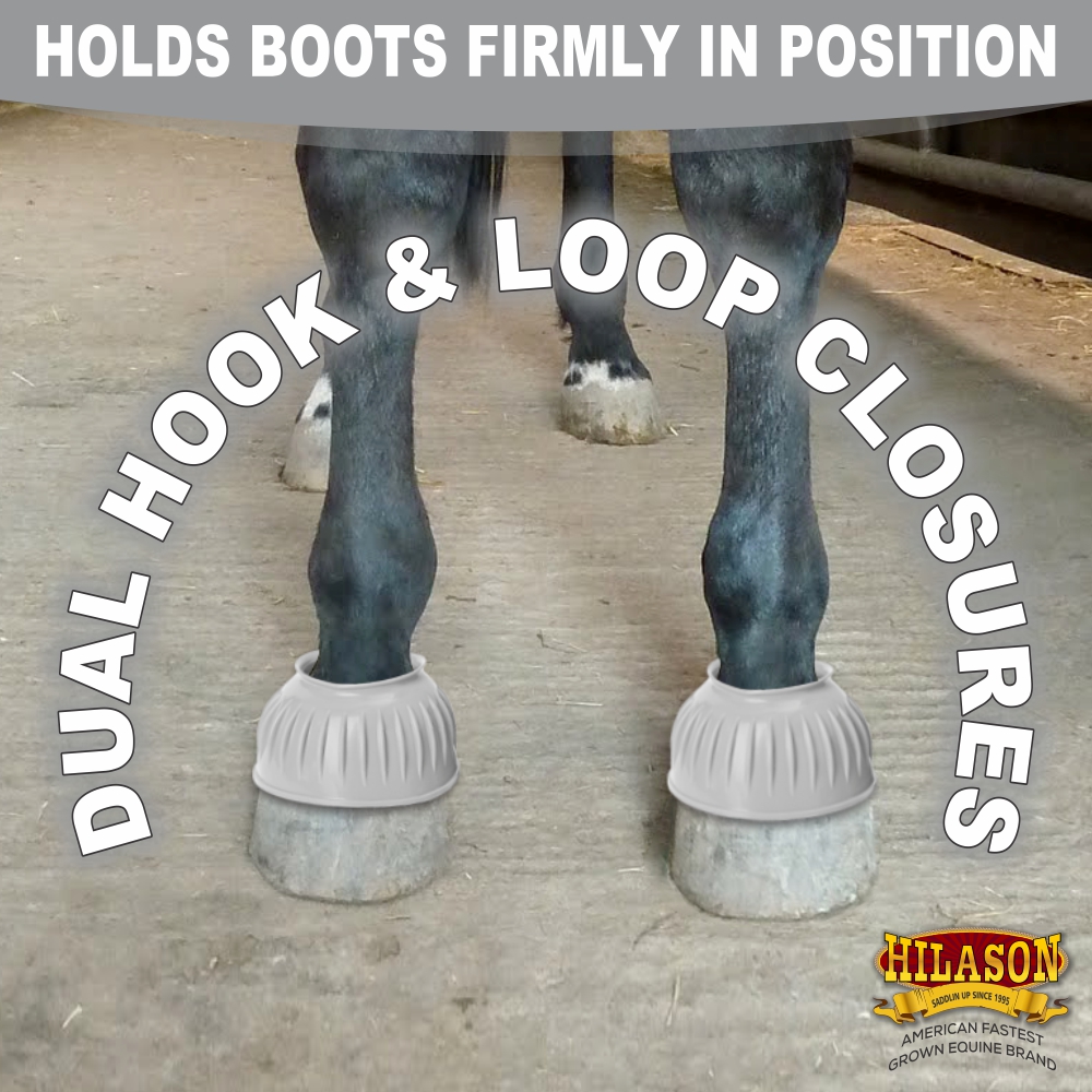 BH Hilason Western Horse PVC Ribbed Double Hook & Loop Leg Bell Boots - Picture 20 of 64