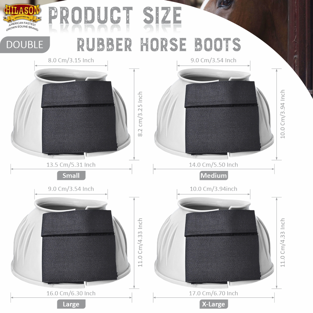 BH Hilason Western Horse PVC Ribbed Double Hook & Loop Leg Bell Boots - Picture 19 of 64