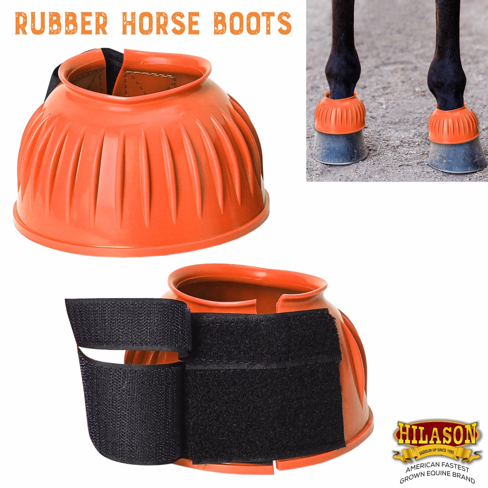 BH Hilason Western Horse PVC Ribbed Double Hook & Loop Leg Bell Boots - Picture 26 of 64
