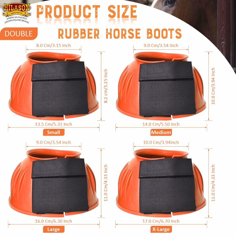 BH Hilason Western Horse PVC Ribbed Double Hook & Loop Leg Bell Boots - Picture 27 of 64