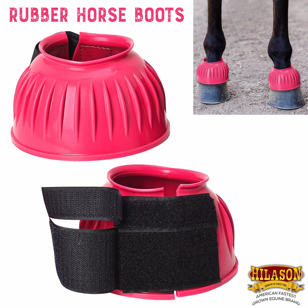 BH Hilason Western Horse PVC Ribbed Double Hook & Loop Leg Bell Boots - Picture 34 of 64