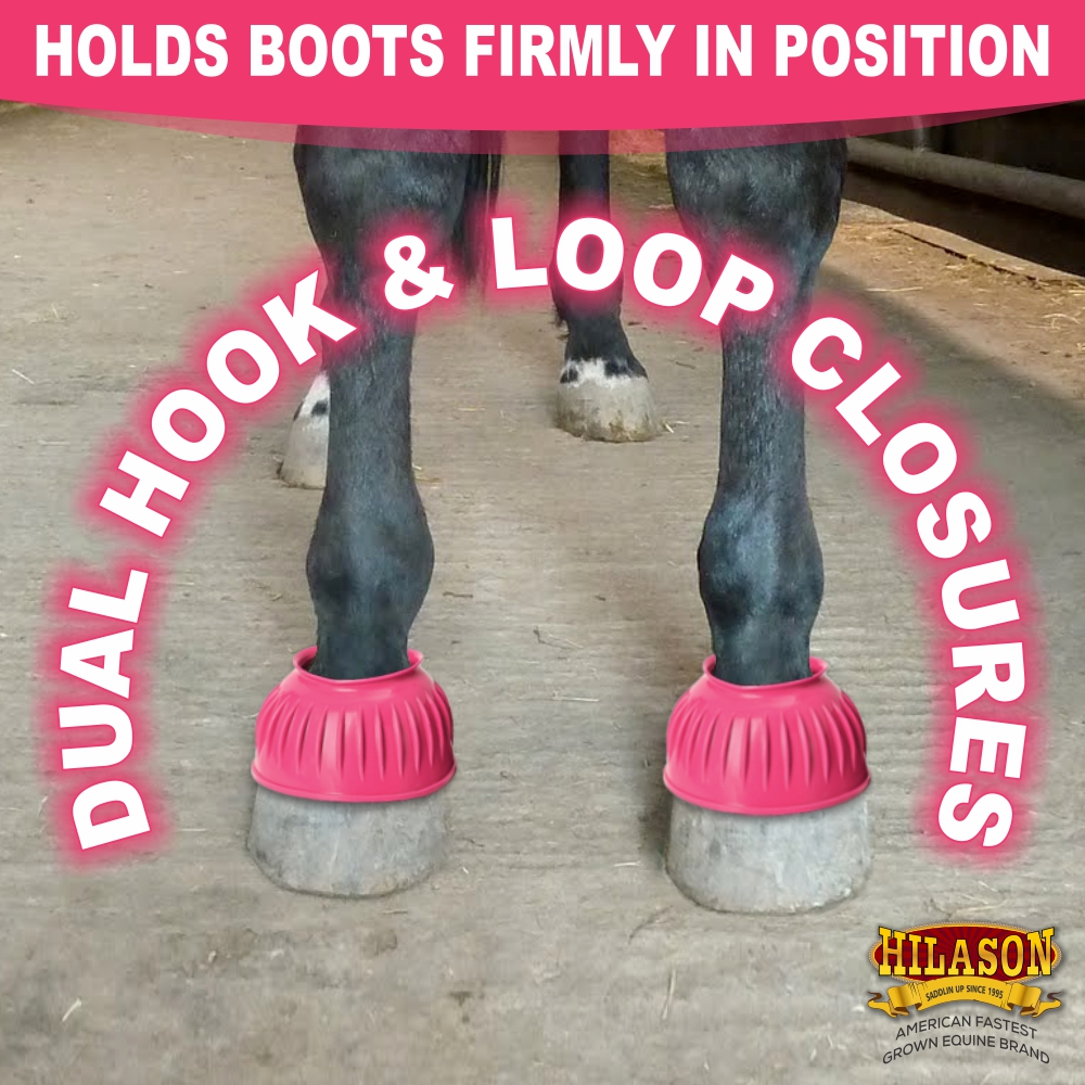 BH Hilason Western Horse PVC Ribbed Double Hook & Loop Leg Bell Boots - Picture 36 of 64