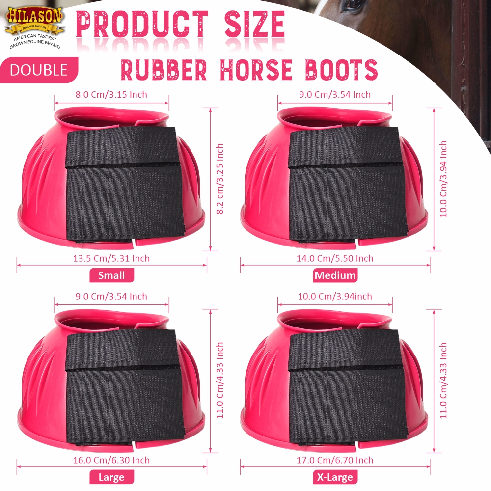 BH Hilason Western Horse PVC Ribbed Double Hook & Loop Leg Bell Boots - Picture 35 of 64