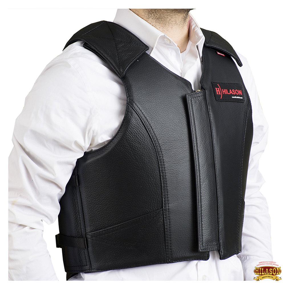 Chaleco protector de cuero de seguridad para montar toros a caballo occidental HS HILASON y rodeo - Imagen 20 de 182