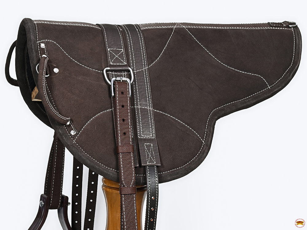 Pad De Selle Western Bareback Challenger - Étriers En Cuir Daim, Taille 28" Spine X 15" Drop