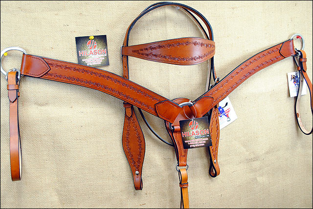 BH HILASON Western Horse Headstall Breast Collar Set Tack Genuine American - Picture 50 of 247