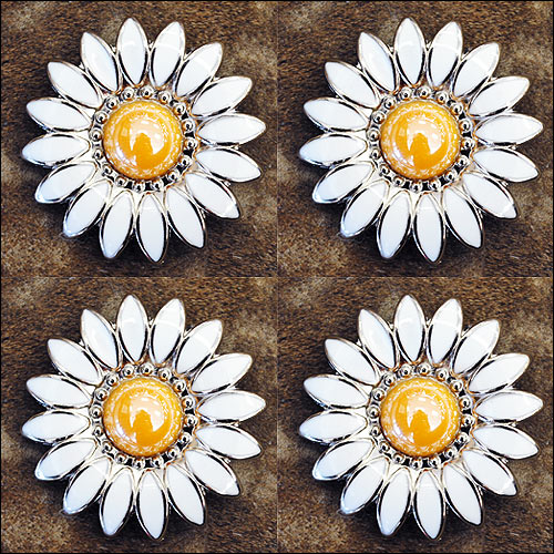 C-TY08 SET OF 8 HILASON 1.25 INCH PURPLE WHITE FLORAL CONCHO HEADSTALL SADDLE CO
