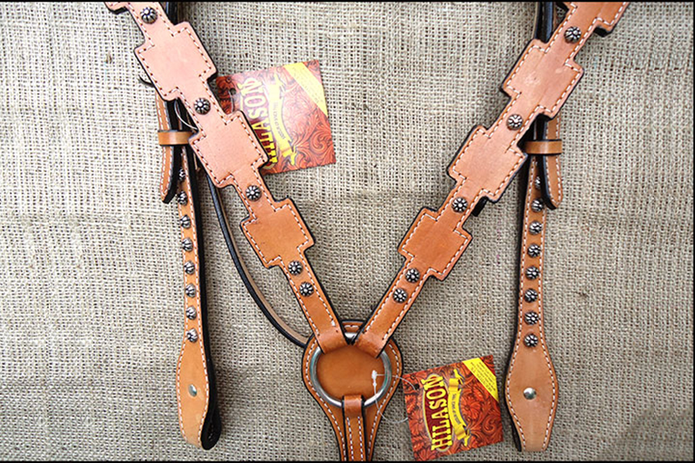 CSET Western Horse Headstall Breast Collar Set Tack American Leather