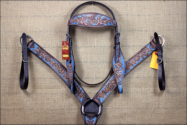 BH HILASON Western Horse Headstall Breast Collar Set Tack Genuine American - Picture 195 of 247