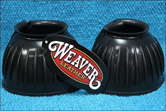 Large Weaver Black Double Hook And Loop Horse Leg Rubber Bell Boots Pair U-0-LG