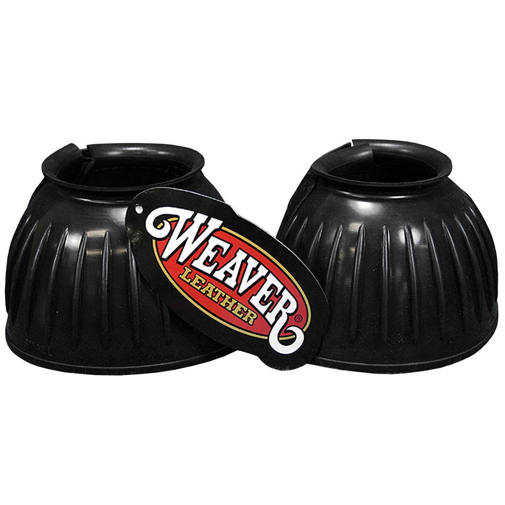 Large Weaver Black Double Hook And Loop Horse Leg Rubber Bell Boots Pair U-0-LG