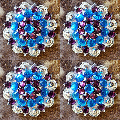 19HS 1.25 In Hilason Horse Saddle Tack Western Conchos Berry Glass Rhinestone - Picture 146 of 289