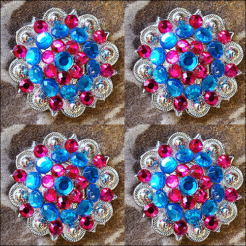 19HS 1.25 In Hilason Horse Saddle Tack Western Conchos Berry Glass Rhinestone - Picture 160 of 289