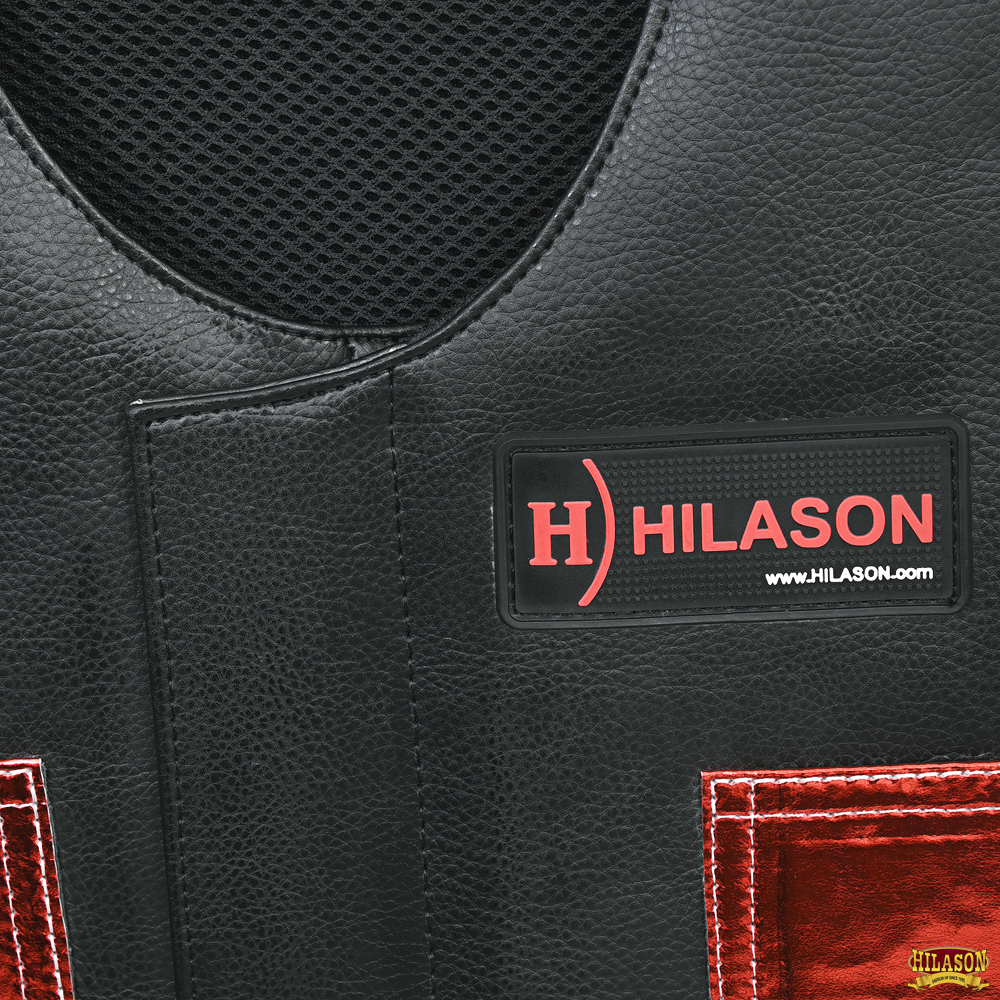 67HS Hilason Kinder Junior Jugend Bull Riding Pro Rodeo Leder Schutzweste - Bild 52 von 97