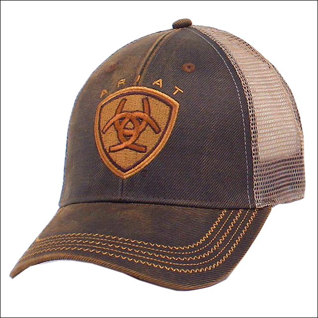 C5602 ARIAT WESTERN MENS COWBOY MESH BASEBALL CAP W/ ZIG ZAG LOGO