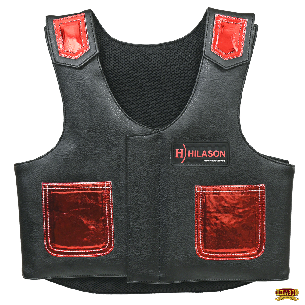 79HS Hilason Junior Youth Bull Riding Pro Rodeo Leather Protective Vest ...