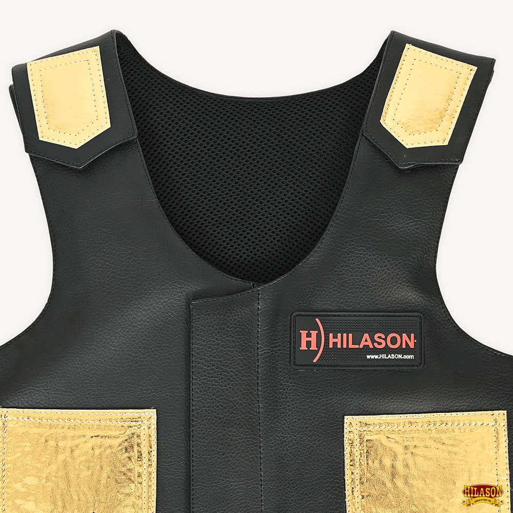 67HS Hilason Kinder Junior Jugend Bull Riding Pro Rodeo Leder Schutzweste - Bild 12 von 97