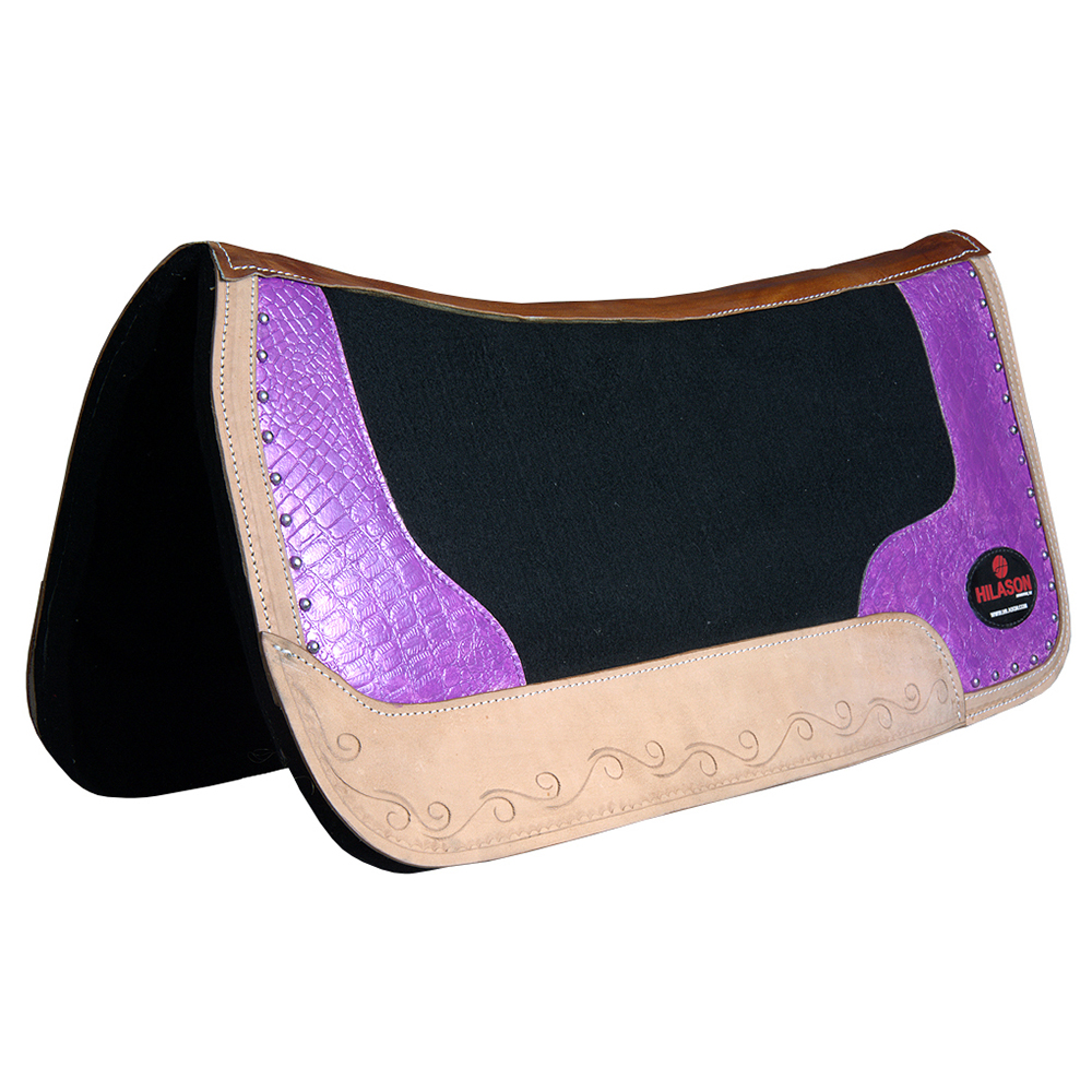 CRPLE Western Wool Felt Gel Horse Saddle Pad Purple Alligator Print Leather eBay
