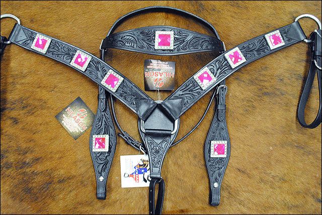 BH HILASON Western Horse Headstall Breast Collar Set Tack Genuine American - Picture 132 of 247