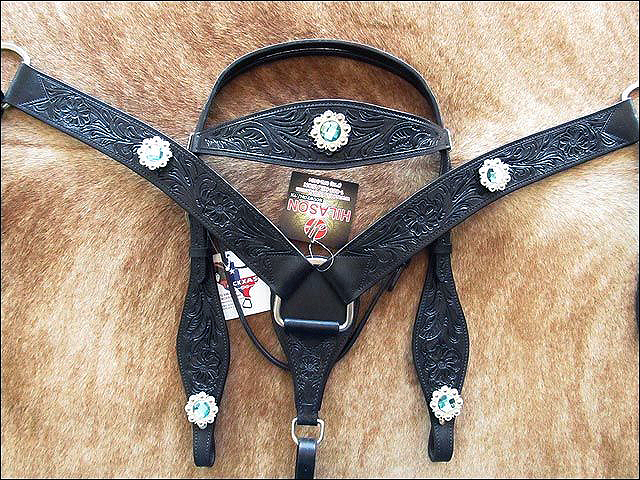 BH HILASON Western Horse Headstall Breast Collar Set Tack Genuine American - Picture 140 of 247