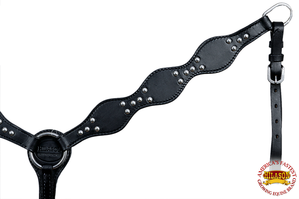 Western Horse Breast Collar Tack American Leather Silver Studs Hilason eBay