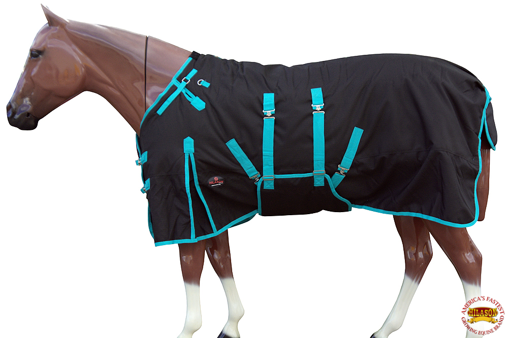 72" Hilason 1200D Winter Waterproof Horse Blanket Belly Wrap Turquoise U-L-72 