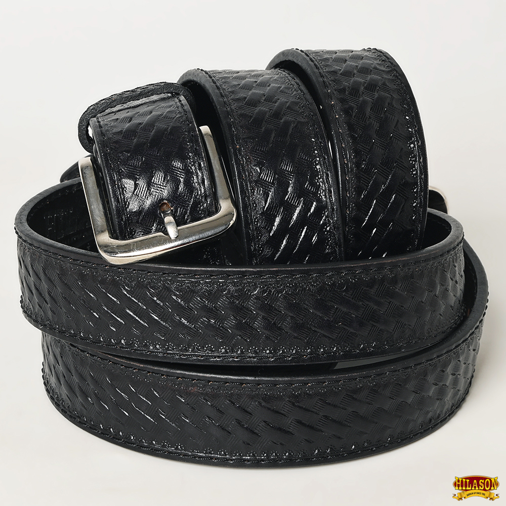 C-2-56 56/" HILASON BASKETWEAVE MADE IN THE USA GUN HOLSTER LEATHER WORK BELT BRO