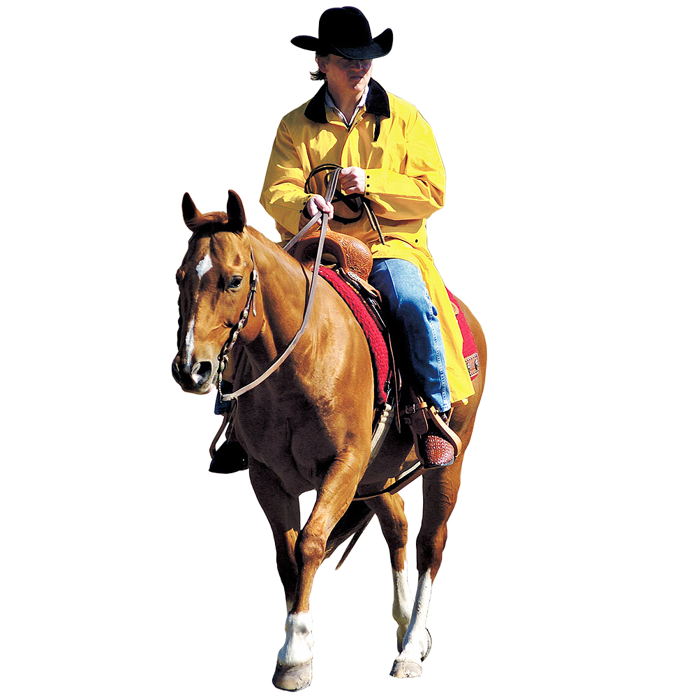 Black Yellow M&F Western Adult Weatherproof Pvc Saddle Slicker Detachable Hood 